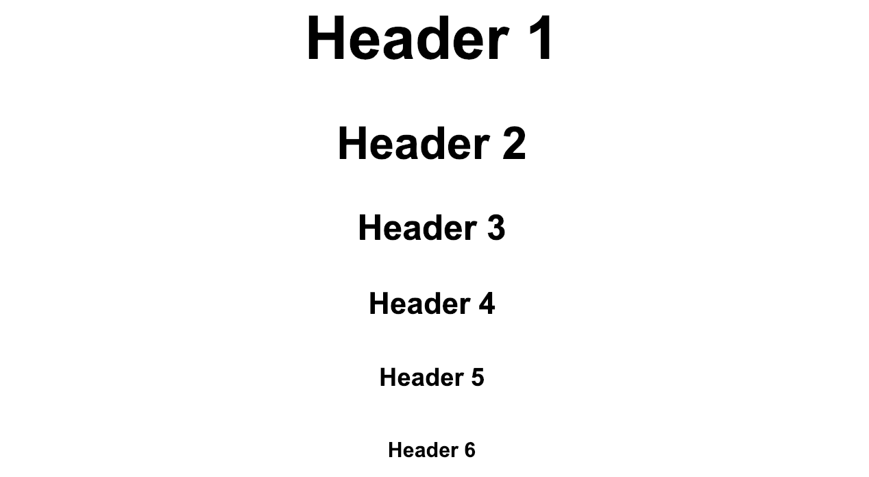 HTML headers h1-h6